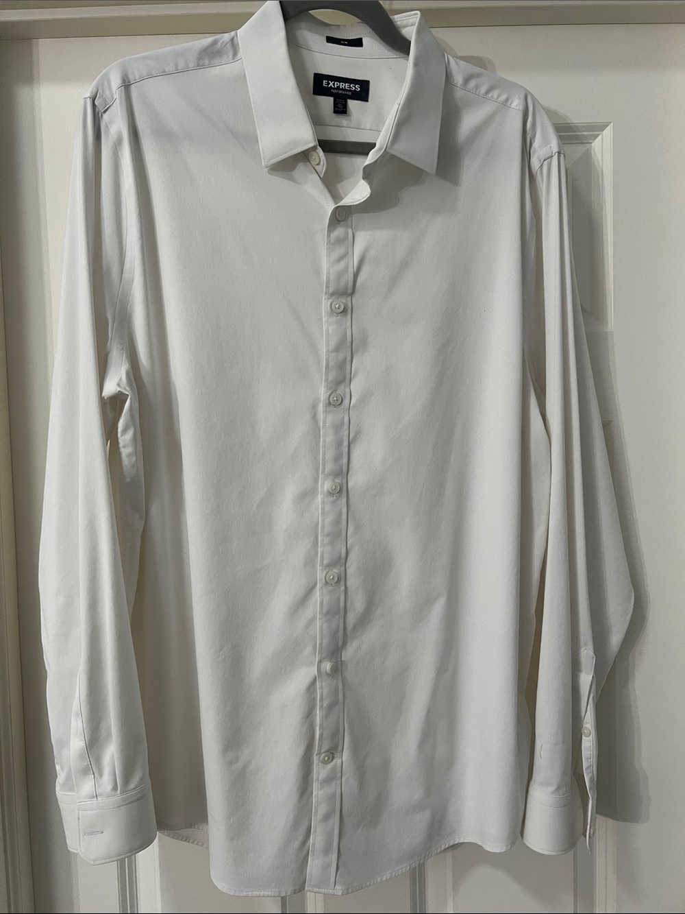 Express Men's Slim Stretch White Button-Up Dress Shirt - Size XL